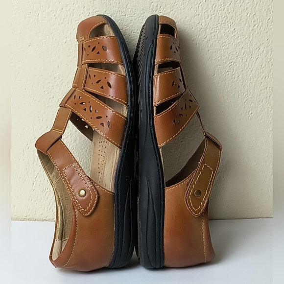 Earth Spirit Brown Flats Fisherman Women's Size 11 Preppy Casual Hoop & Loop - Picture 5 of 9